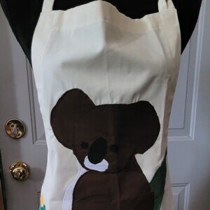 Vintage Handmade Appliqued Koala Bear Apron signed by the Designer